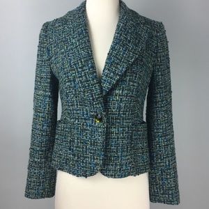 Jeweled Button Tweed Blazer